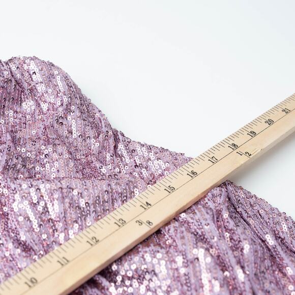 Ieena for Mac Duggal Sequined Ruched One Shoulder Gown in Purple - Picture 7 of 9